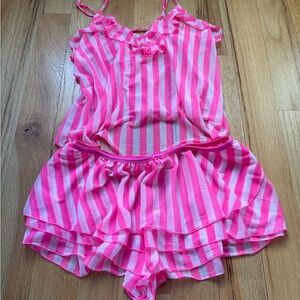 Betsey Johnson Pink and White Striped Chemise